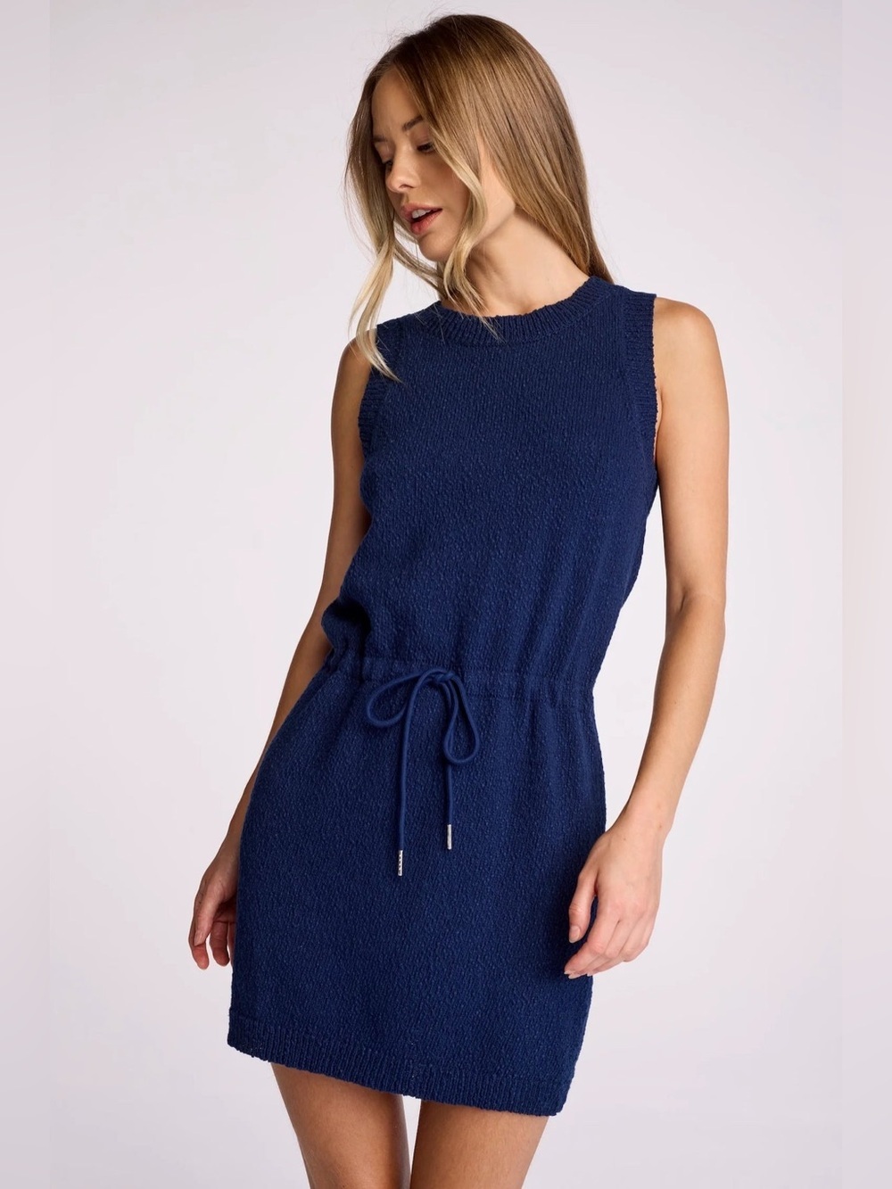 Sundays Allison Knit Boucle Dress Navy Blue Size Large NWT